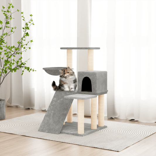 vidaXL Cat Tree with Sisal Scratching Posts Light Grey 82 cm