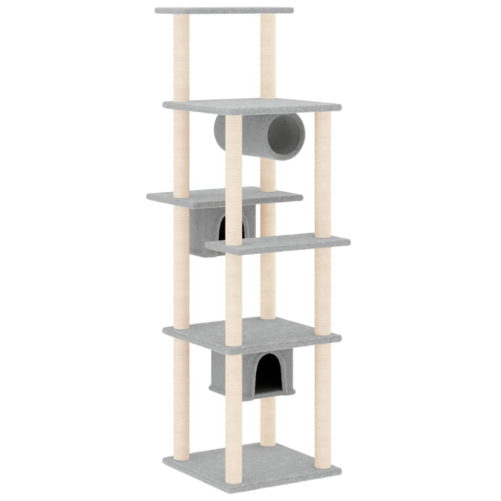 Cat Tree with Sisal Scratching Posts Light Grey 169 cm