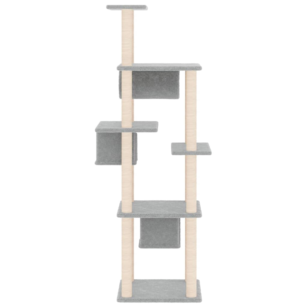 Cat Tree with Sisal Scratching Posts Light Grey 169 cm