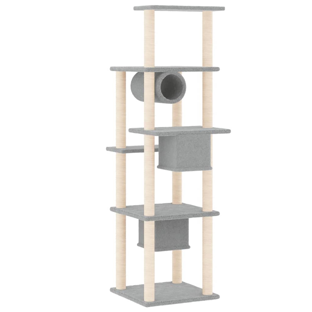 Cat Tree with Sisal Scratching Posts Light Grey 169 cm