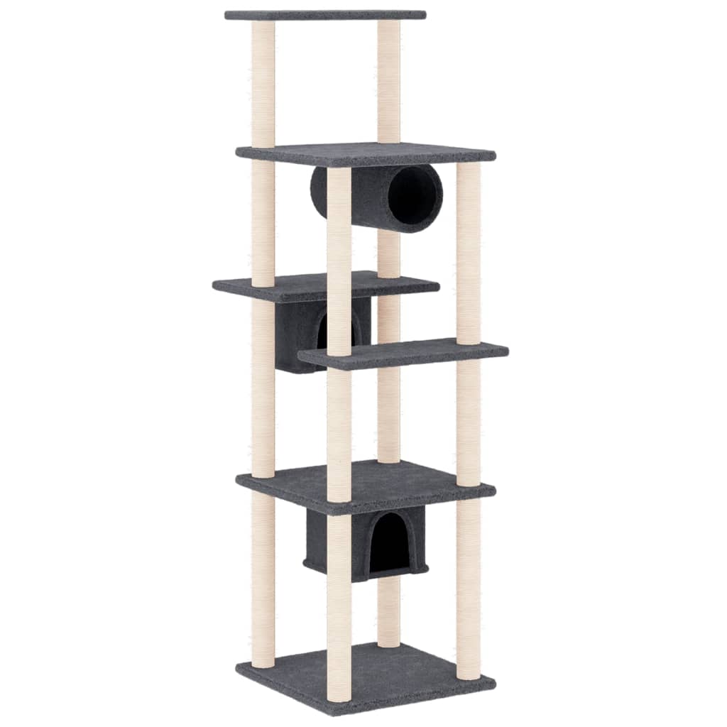 Cat Tree with Sisal Scratching Posts Dark Grey 169 cm