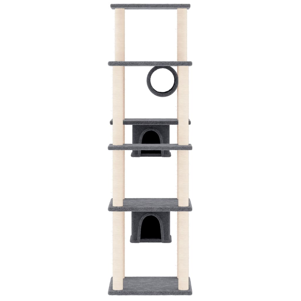 Cat Tree with Sisal Scratching Posts Dark Grey 169 cm