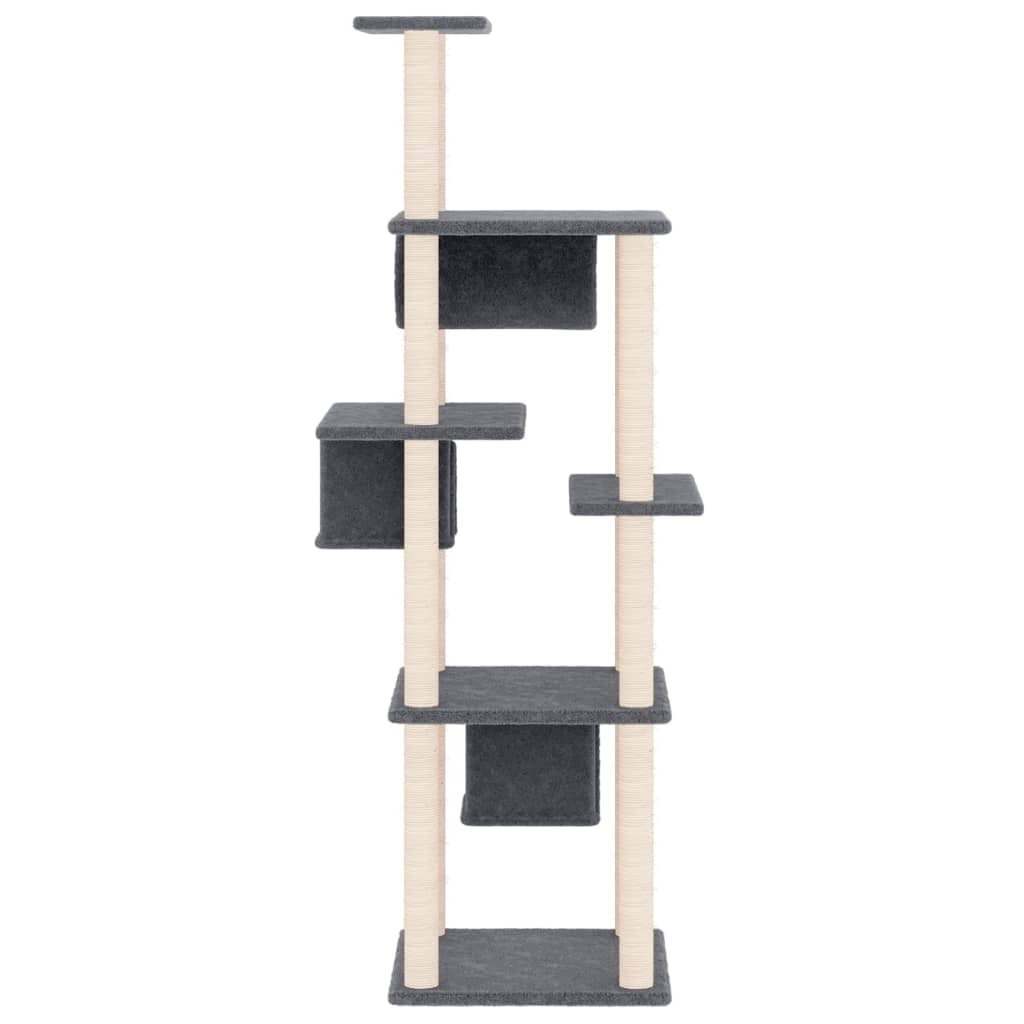 Cat Tree with Sisal Scratching Posts Dark Grey 169 cm