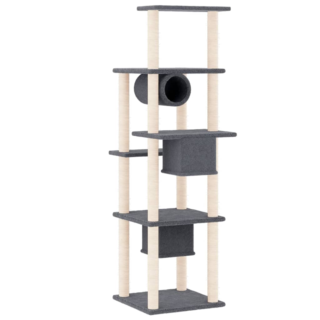 Cat Tree with Sisal Scratching Posts Dark Grey 169 cm