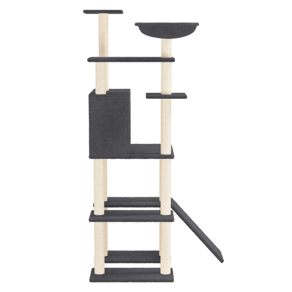 vidaXL Cat Tree with Sisal Scratching Posts Dark Grey 166 cm