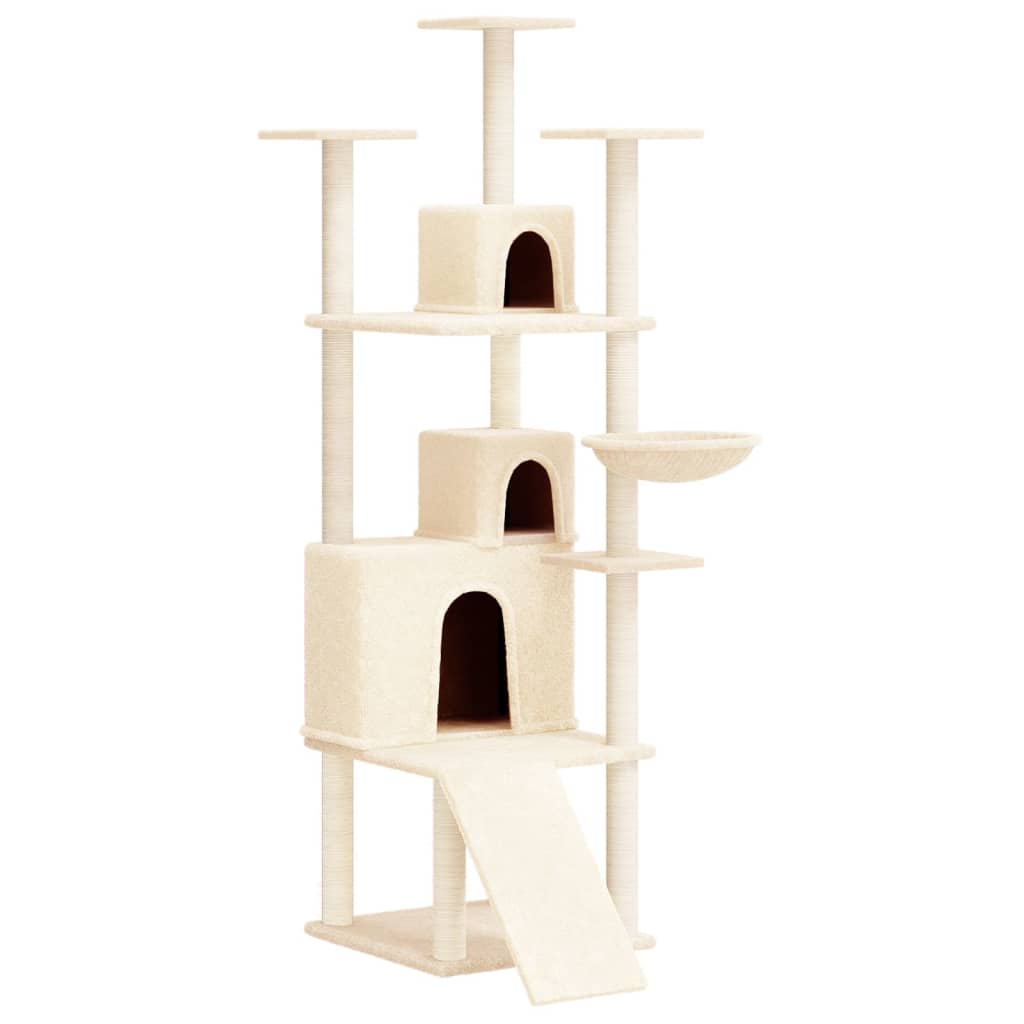 Cat Tree with Sisal Scratching Posts Cream 175 cm