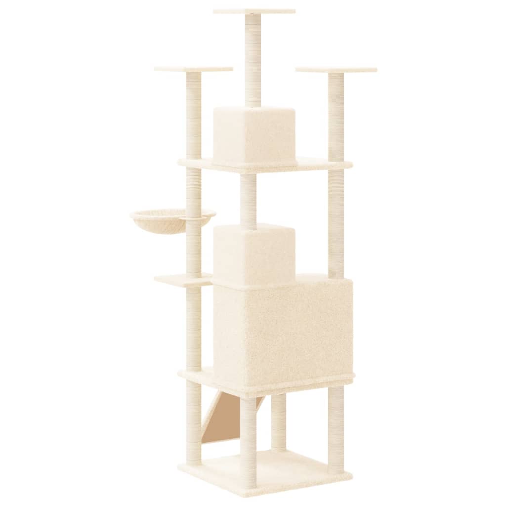 Cat Tree with Sisal Scratching Posts Cream 175 cm