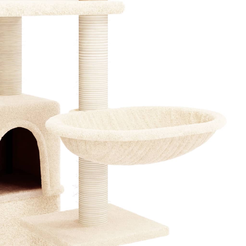 Cat Tree with Sisal Scratching Posts Cream 175 cm