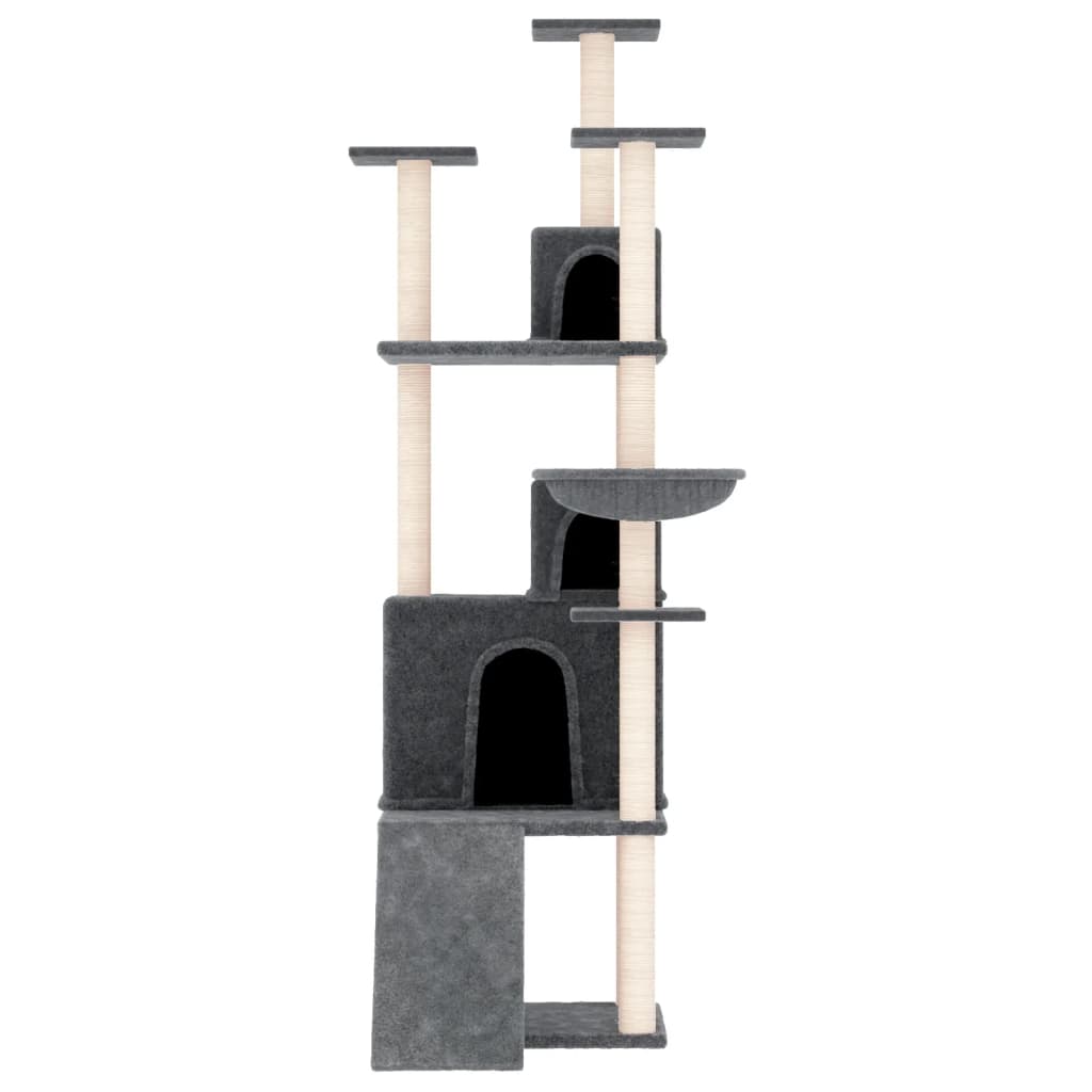 Cat Tree with Sisal Scratching Posts Dark Grey 175 cm