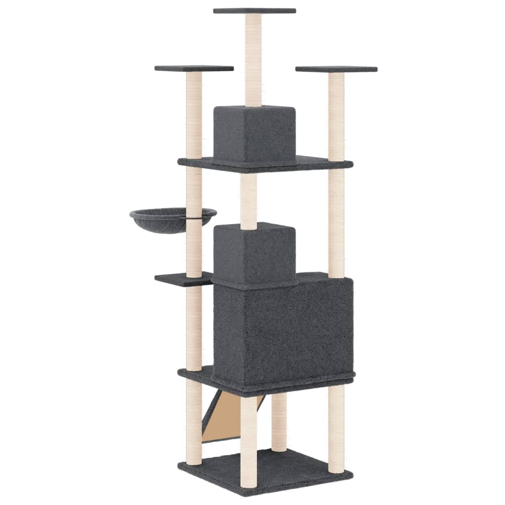 Cat Tree with Sisal Scratching Posts Dark Grey 175 cm