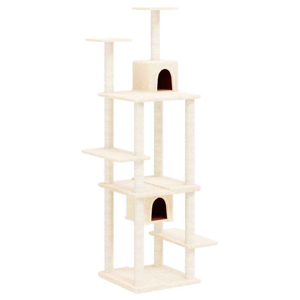 vidaXL Cat Tree with Sisal Scratching Posts Cream 176 cm