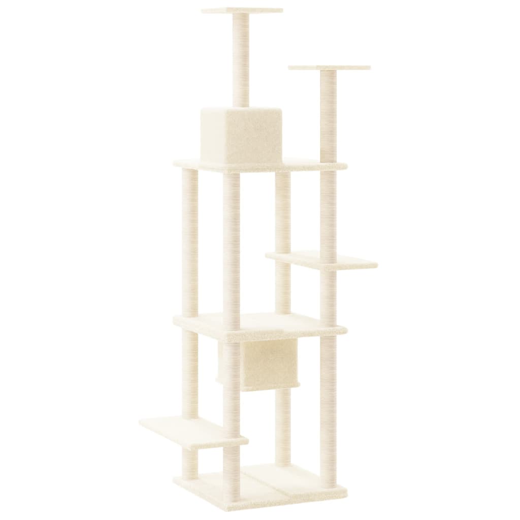 vidaXL Cat Tree with Sisal Scratching Posts Cream 176 cm