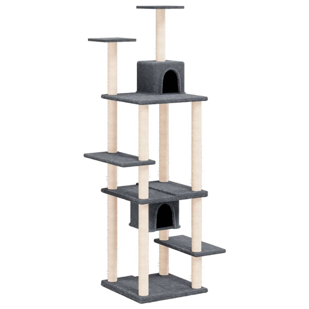 Cat Tree with Sisal Scratching Posts Dark Grey 176 cm