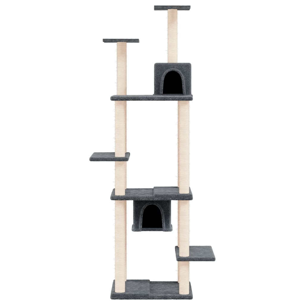 Cat Tree with Sisal Scratching Posts Dark Grey 176 cm