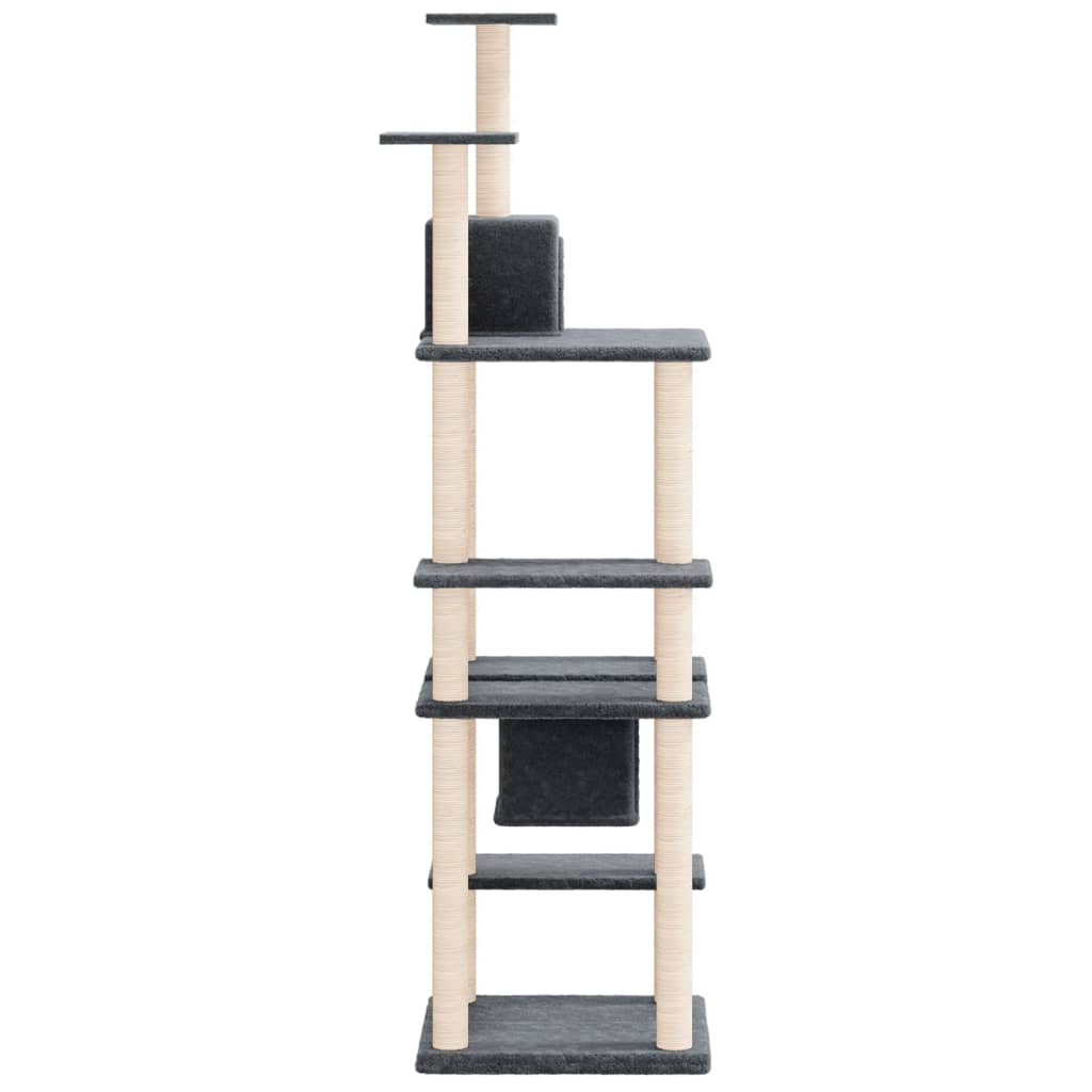 Cat Tree with Sisal Scratching Posts Dark Grey 176 cm