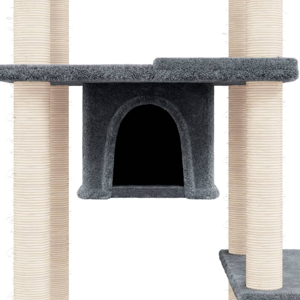 Cat Tree with Sisal Scratching Posts Dark Grey 176 cm