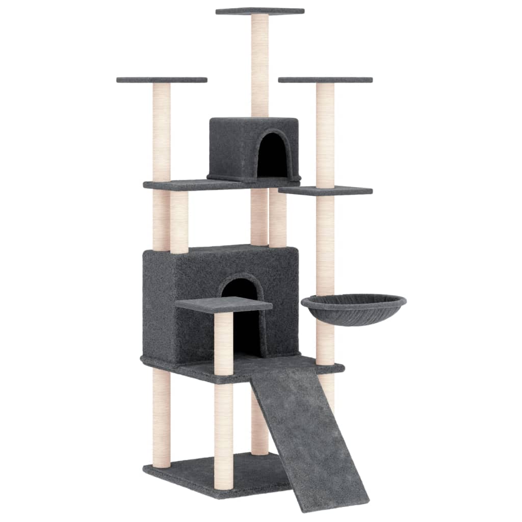 vidaXL Cat Tree with Sisal Scratching Posts Dark Grey 154 cm