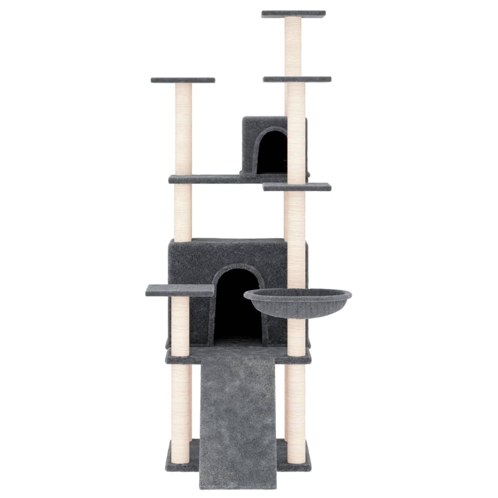 vidaXL Cat Tree with Sisal Scratching Posts Dark Grey 154 cm