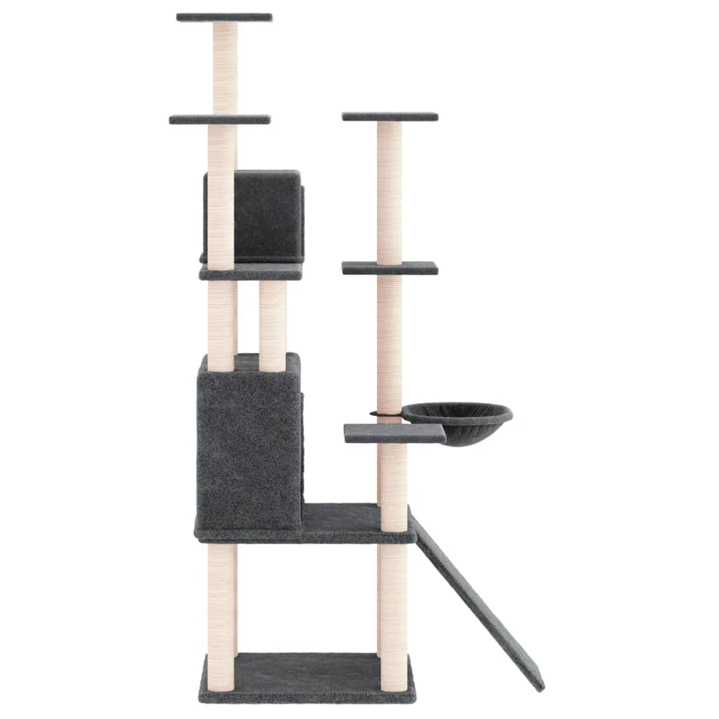 vidaXL Cat Tree with Sisal Scratching Posts Dark Grey 154 cm