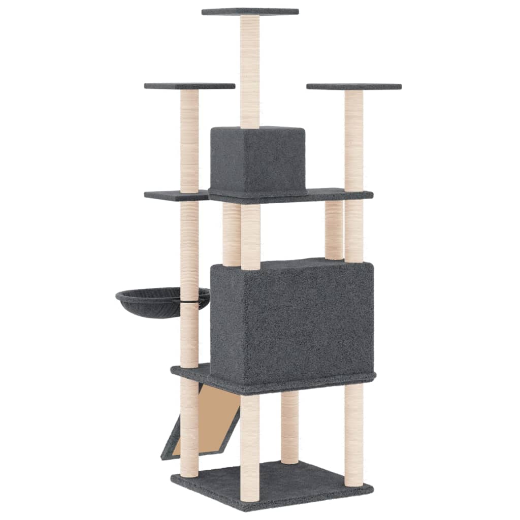 vidaXL Cat Tree with Sisal Scratching Posts Dark Grey 154 cm