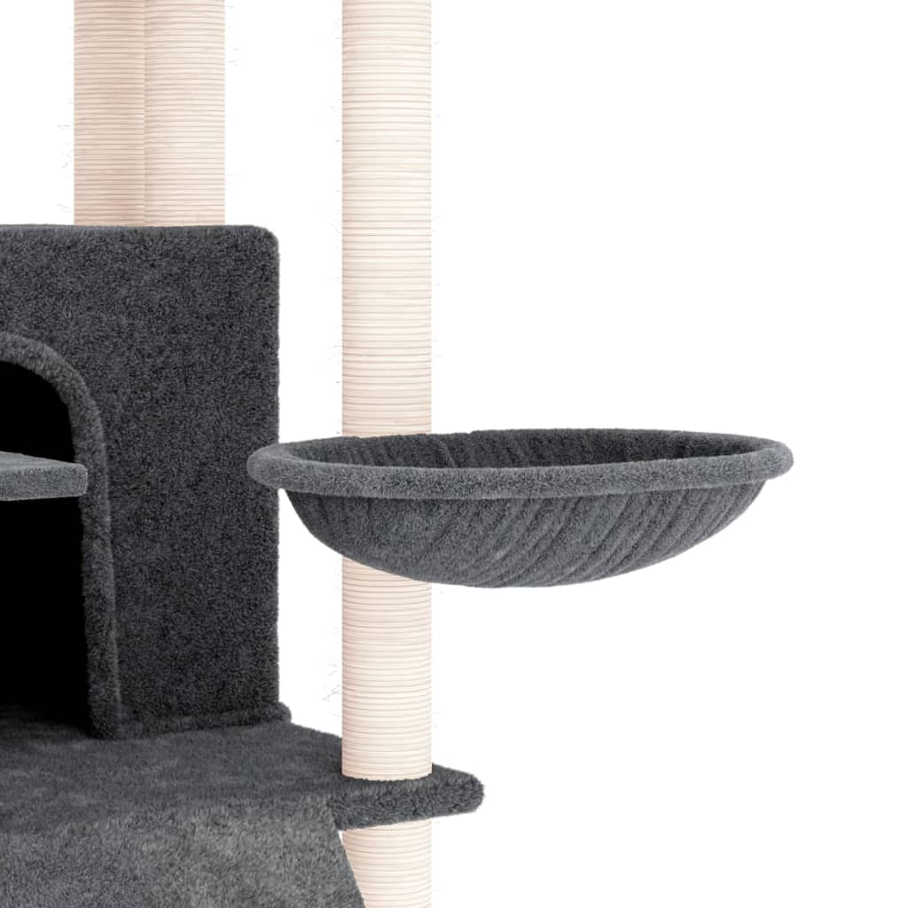 vidaXL Cat Tree with Sisal Scratching Posts Dark Grey 154 cm