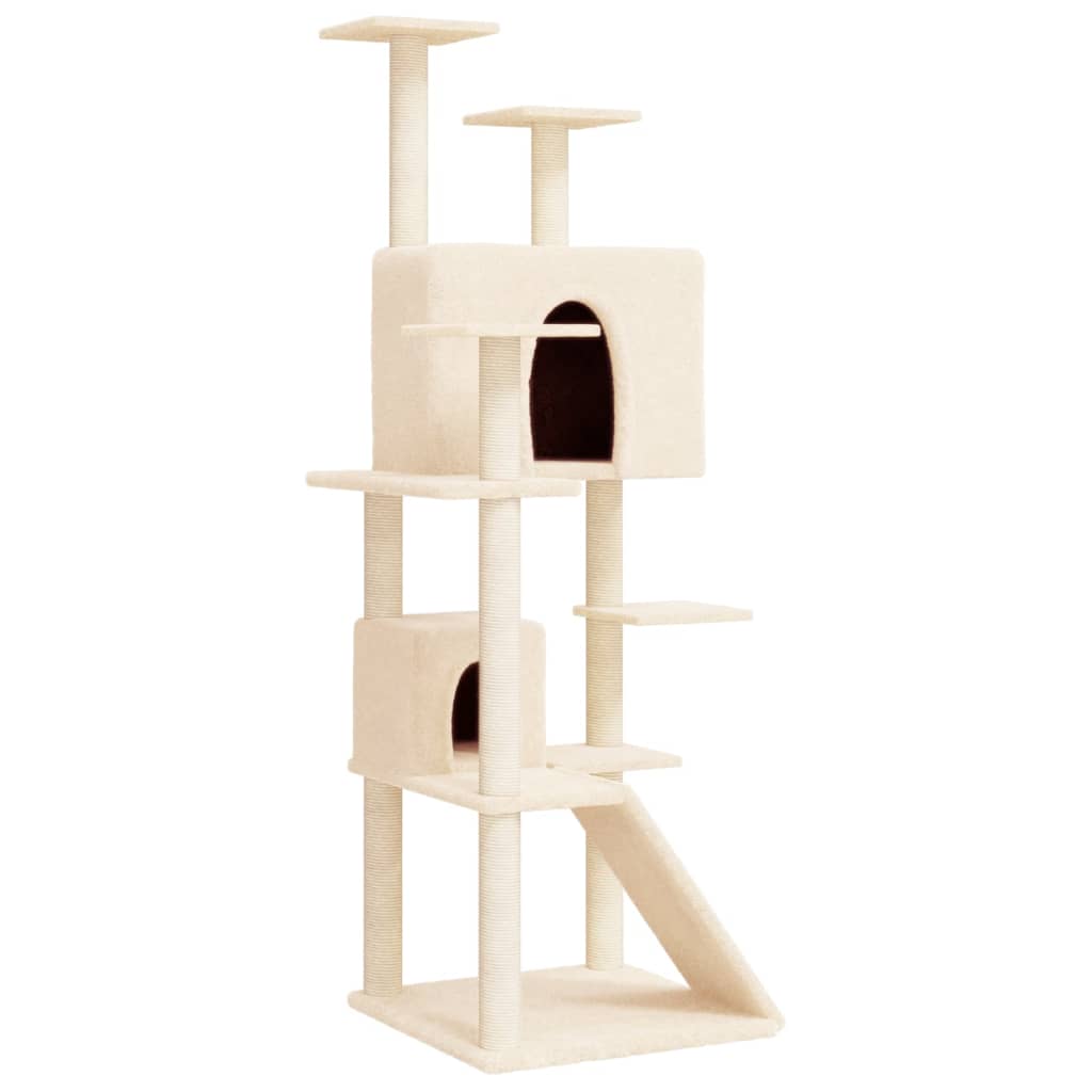 vidaXL Cat Tree with Sisal Scratching Posts Cream 153 cm