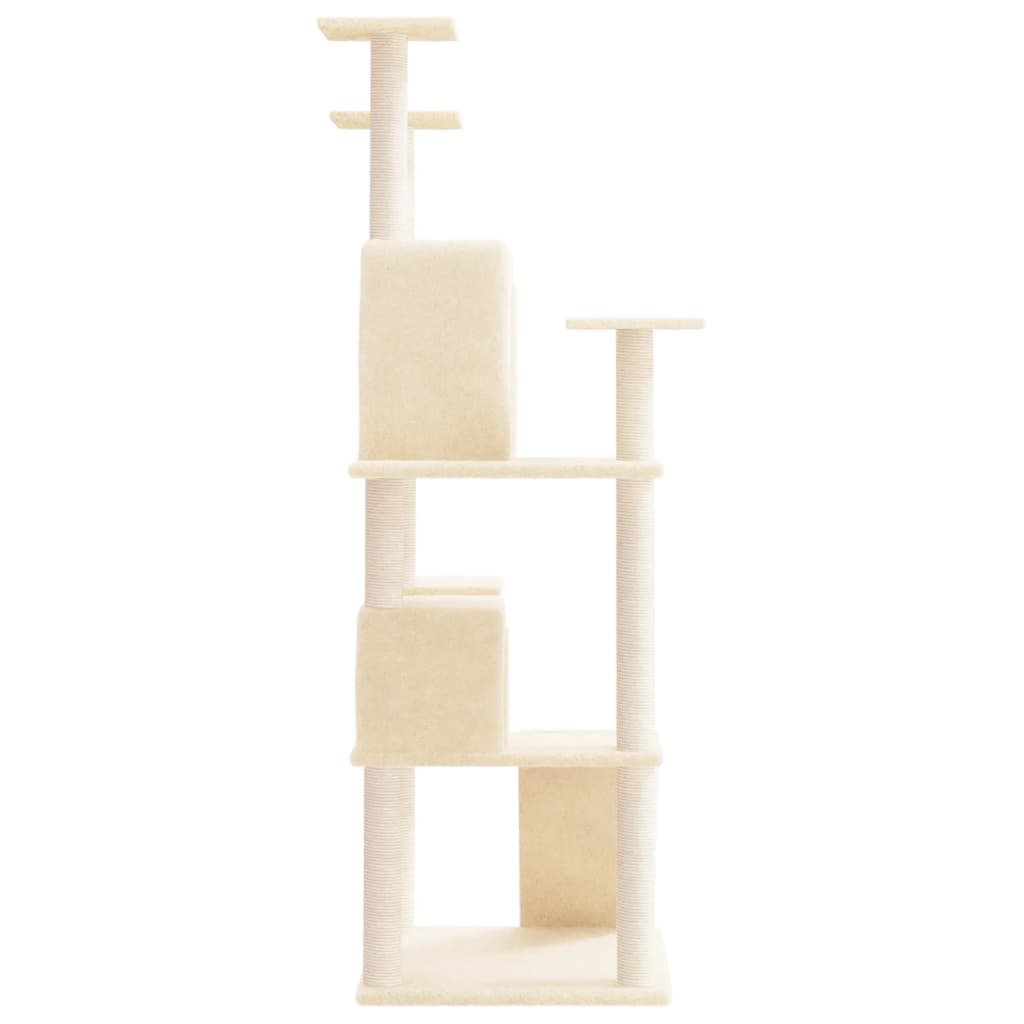 vidaXL Cat Tree with Sisal Scratching Posts Cream 153 cm