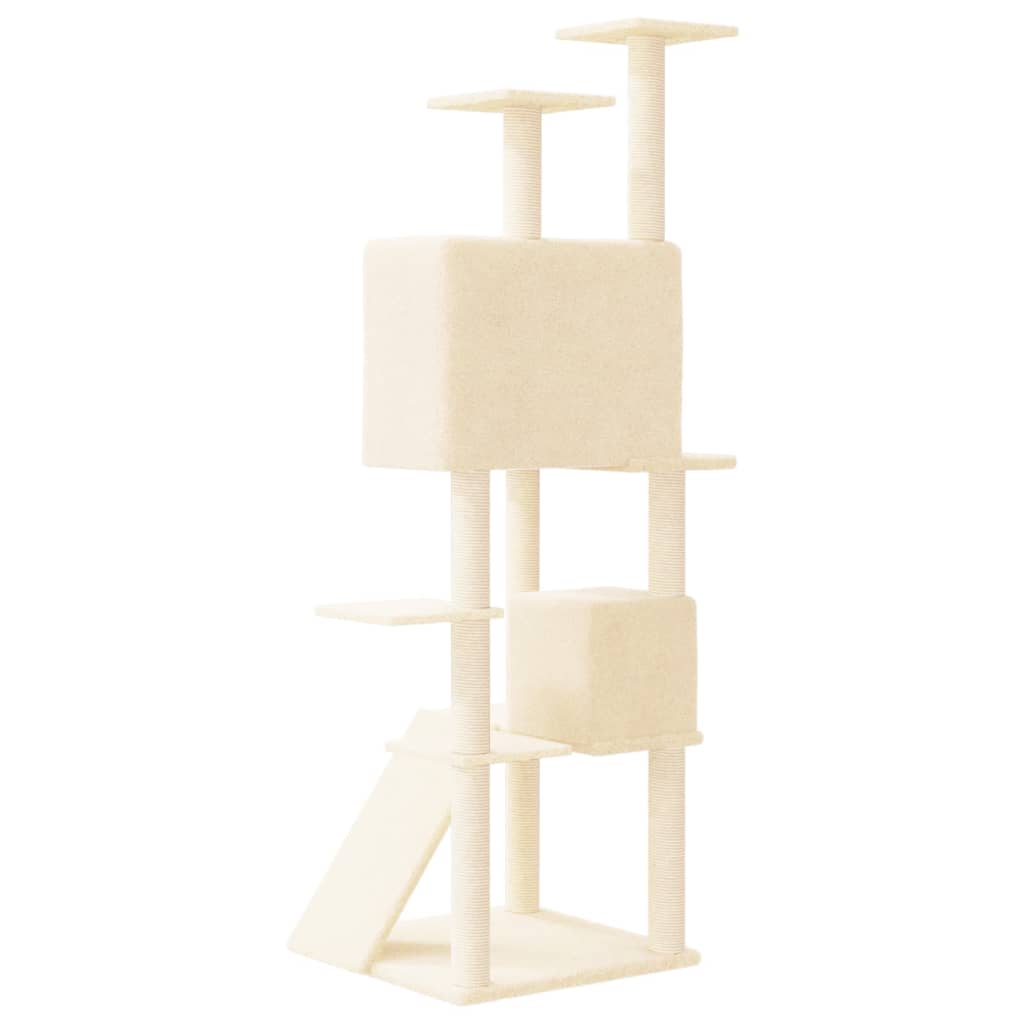 vidaXL Cat Tree with Sisal Scratching Posts Cream 153 cm