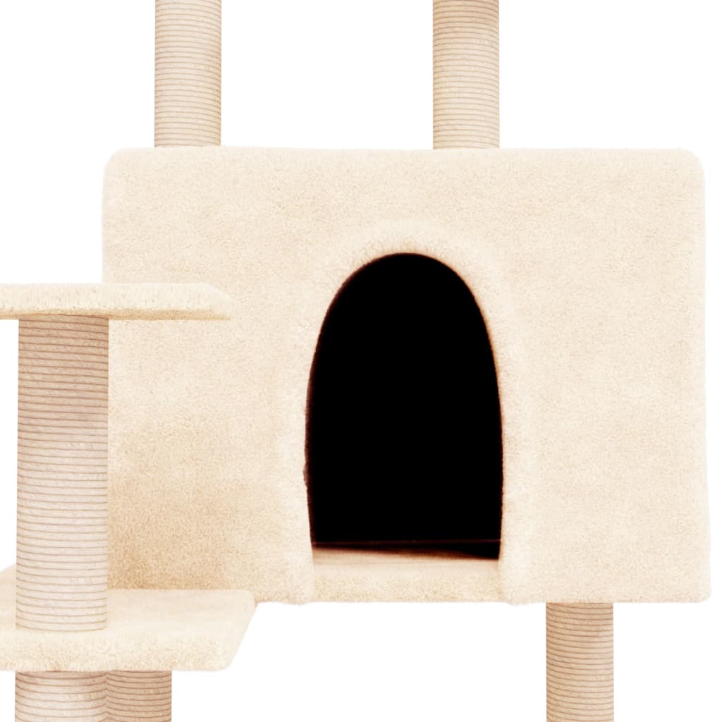 vidaXL Cat Tree with Sisal Scratching Posts Cream 153 cm