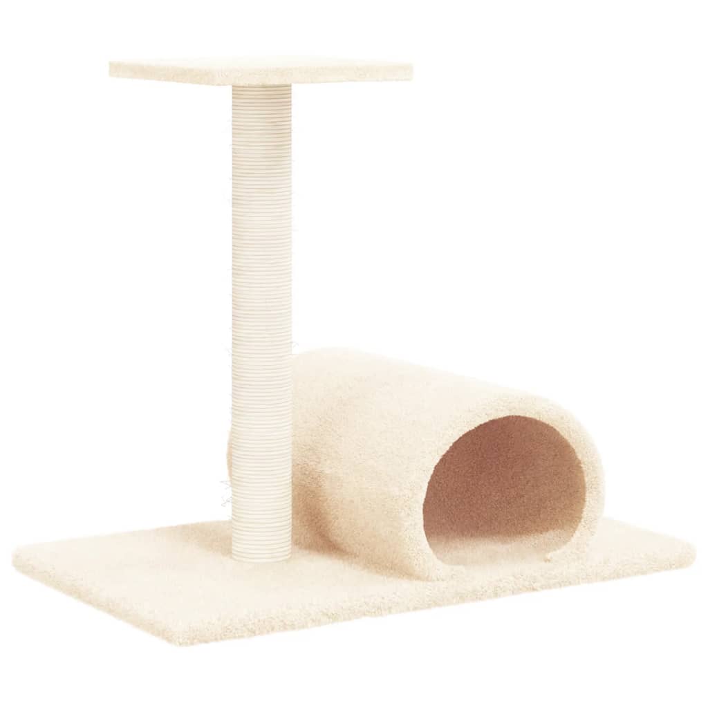 vidaXL Cat Scratching Post with Tunnel Cream 60x34.5x50 cm