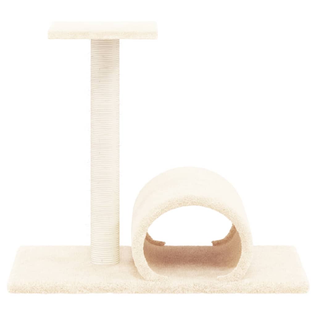 vidaXL Cat Scratching Post with Tunnel Cream 60x34.5x50 cm