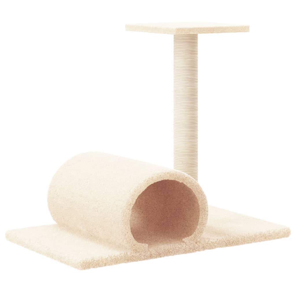 vidaXL Cat Scratching Post with Tunnel Cream 60x34.5x50 cm