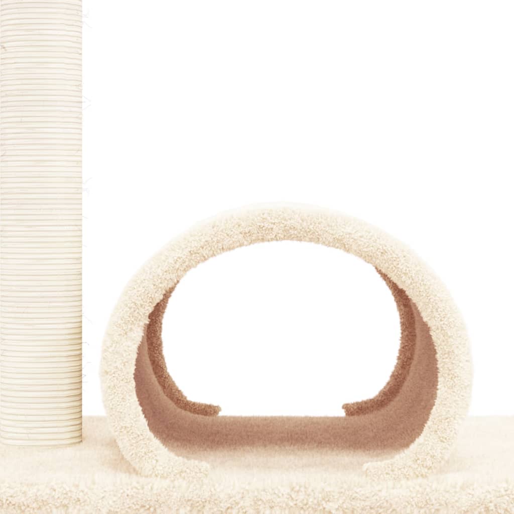 vidaXL Cat Scratching Post with Tunnel Cream 60x34.5x50 cm