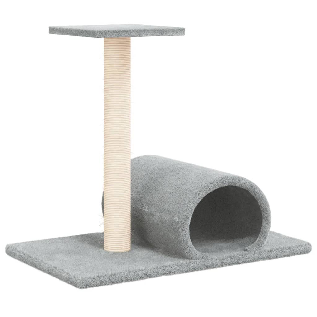 vidaXL Cat Scratching Post with Tunnel Light Grey 60x34.5x50 cm