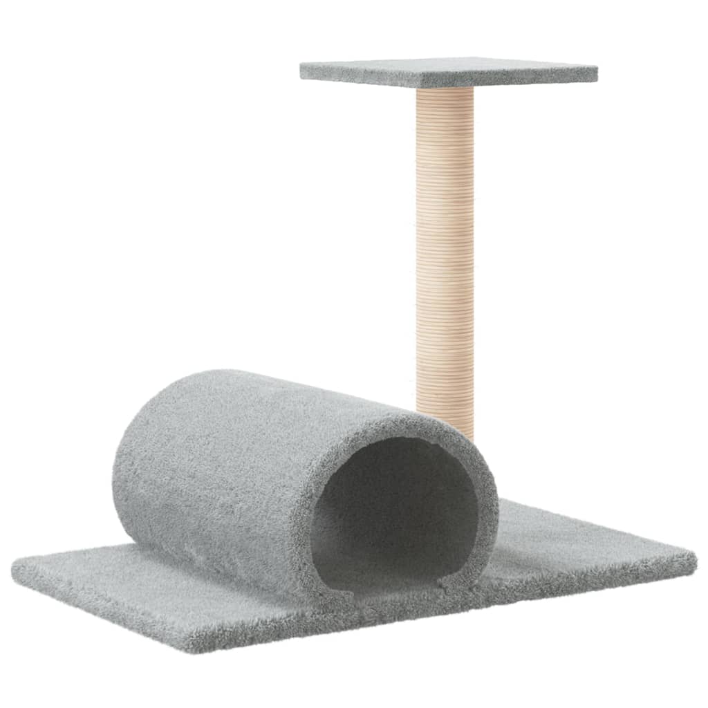 vidaXL Cat Scratching Post with Tunnel Light Grey 60x34.5x50 cm