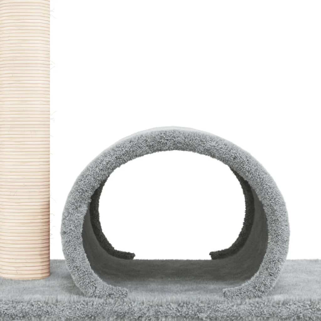 vidaXL Cat Scratching Post with Tunnel Light Grey 60x34.5x50 cm