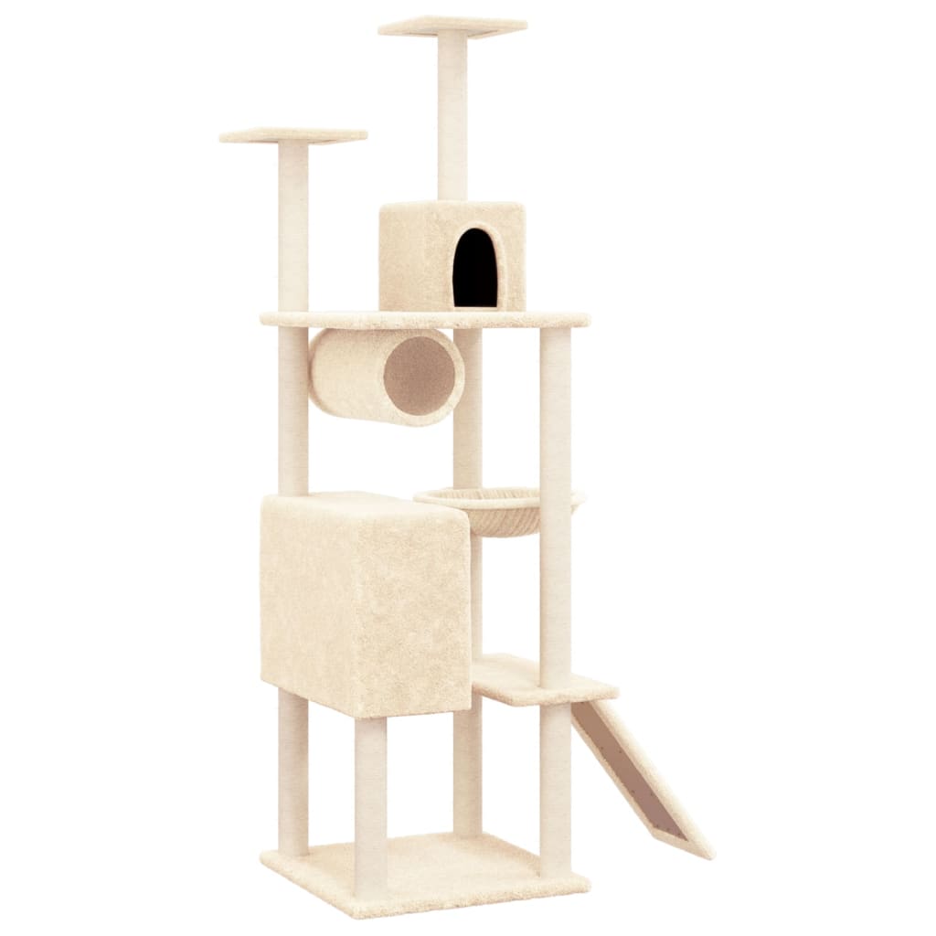 vidaXL Cat Tree with Sisal Scratching Posts Cream 168 cm