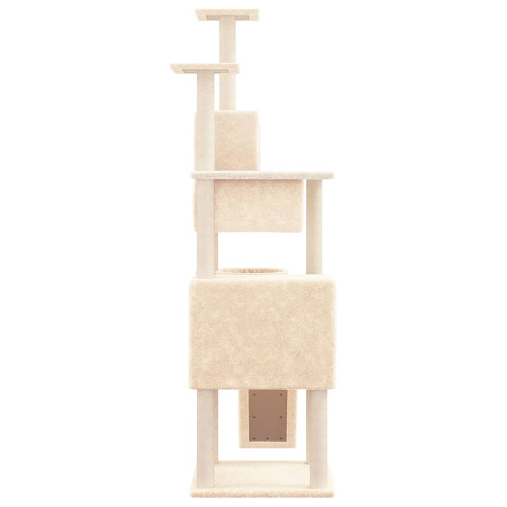 vidaXL Cat Tree with Sisal Scratching Posts Cream 168 cm