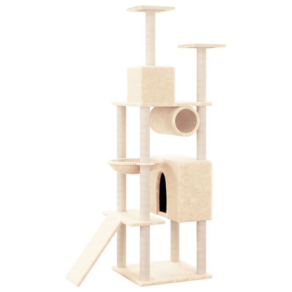 vidaXL Cat Tree with Sisal Scratching Posts Cream 168 cm