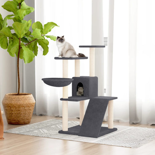 vidaXL Cat Tree with Sisal Scratching Posts Dark Grey 94 cm