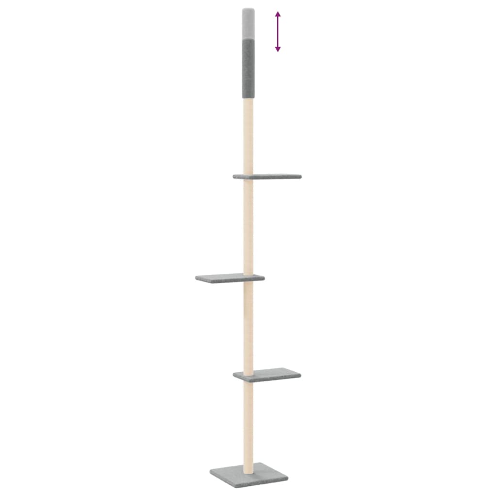 vidaXL Floor to Ceiling Cat Tree Light Grey 267.5-297.5 cm