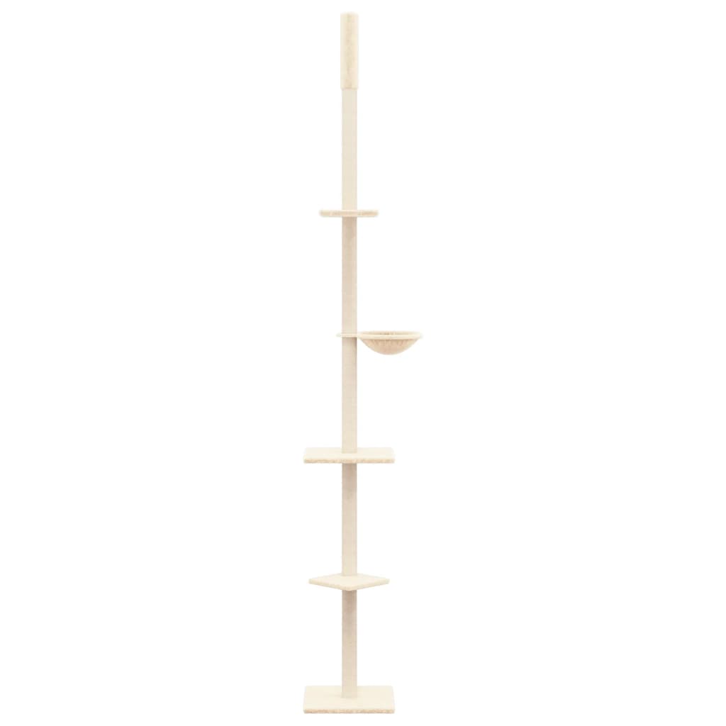 vidaXL Floor to Ceiling Cat Tree Cream 263.5-289.5 cm