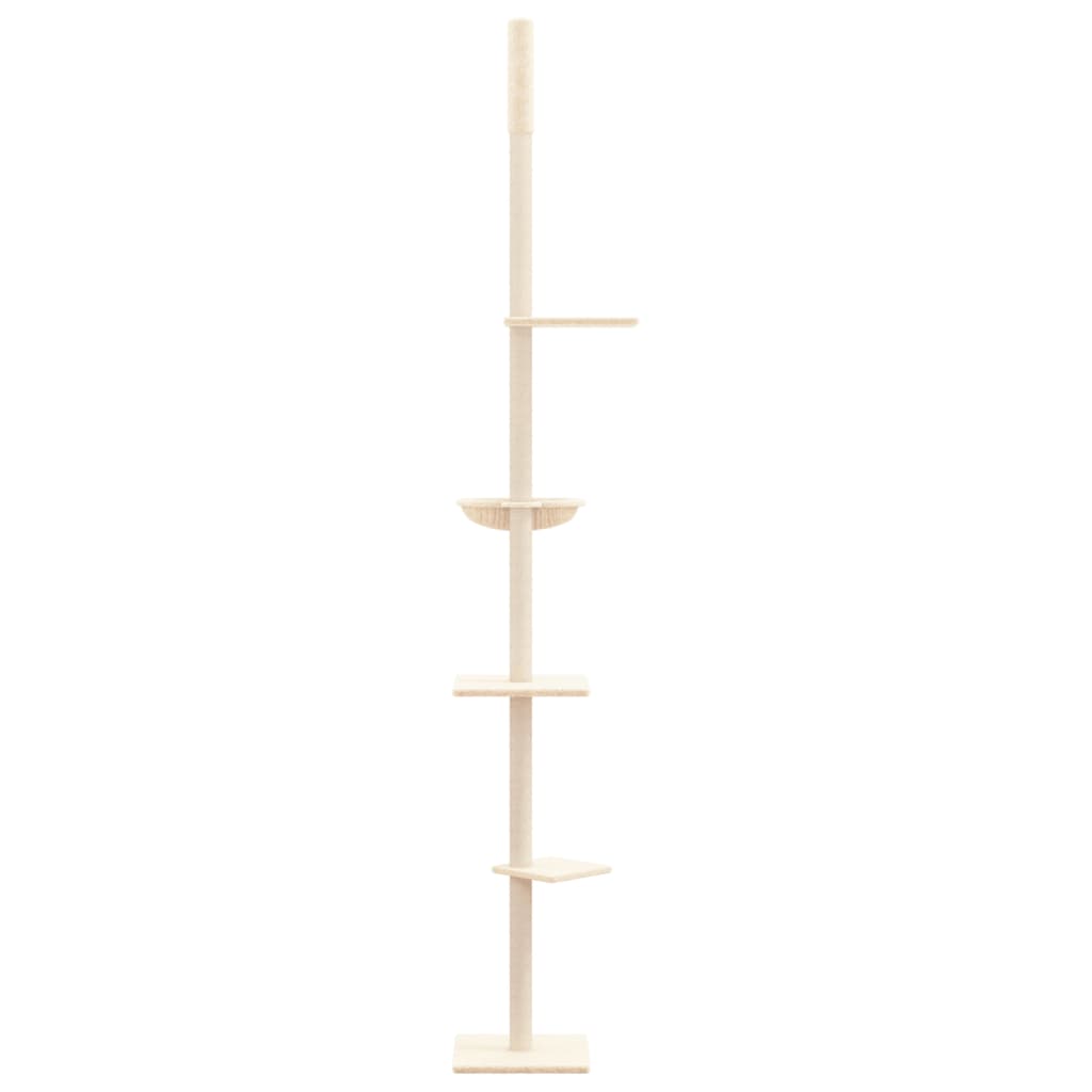 vidaXL Floor to Ceiling Cat Tree Cream 263.5-289.5 cm