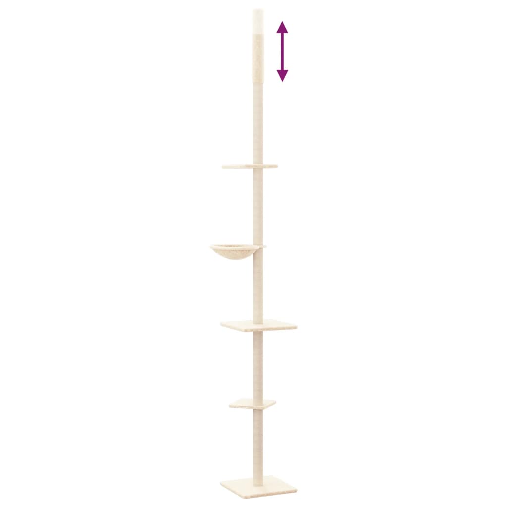 vidaXL Floor to Ceiling Cat Tree Cream 263.5-289.5 cm