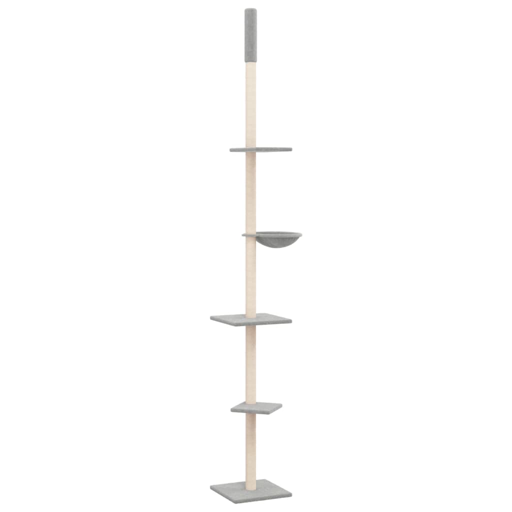 vidaXL Floor to Ceiling Cat Tree Light Grey 263.5-289.5 cm