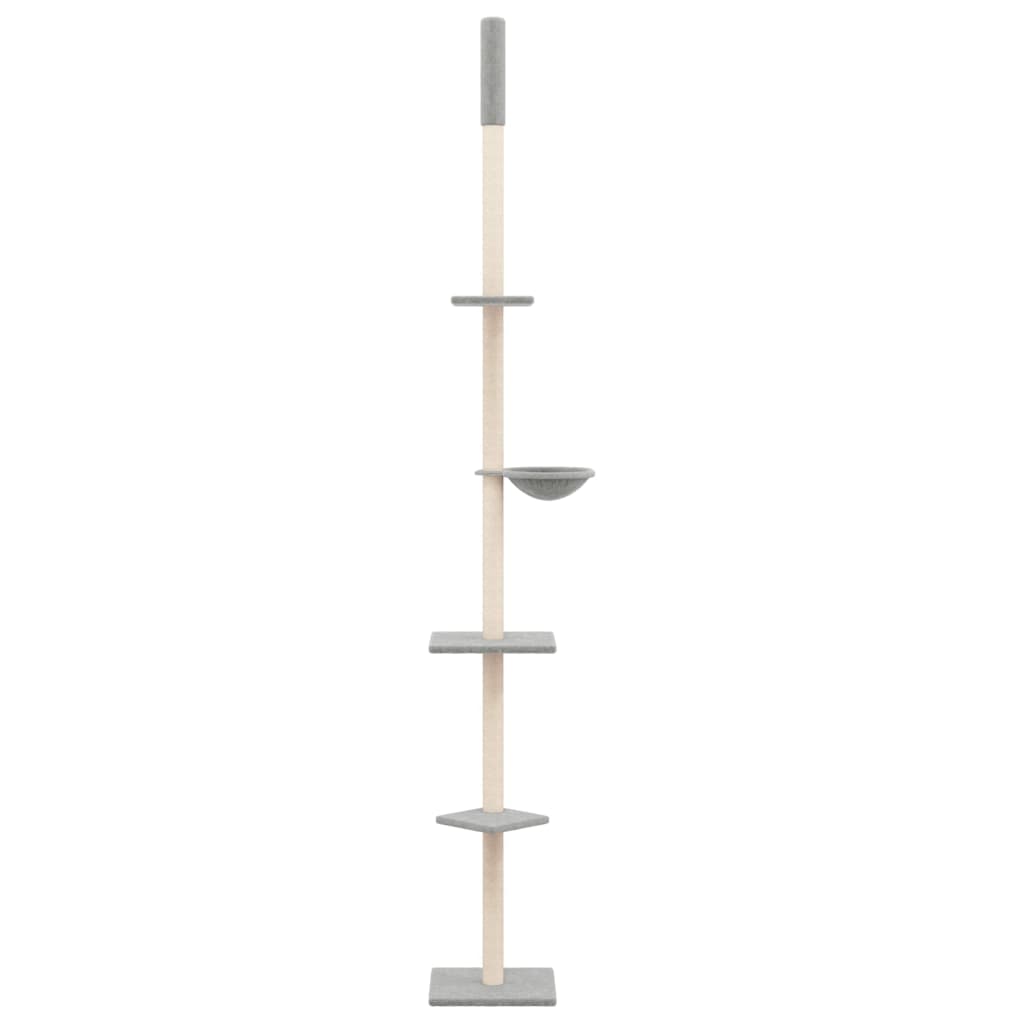 vidaXL Floor to Ceiling Cat Tree Light Grey 263.5-289.5 cm