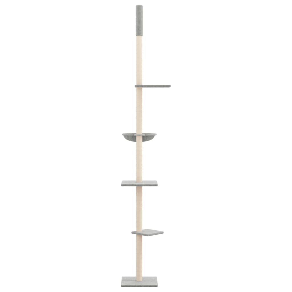 vidaXL Floor to Ceiling Cat Tree Light Grey 263.5-289.5 cm