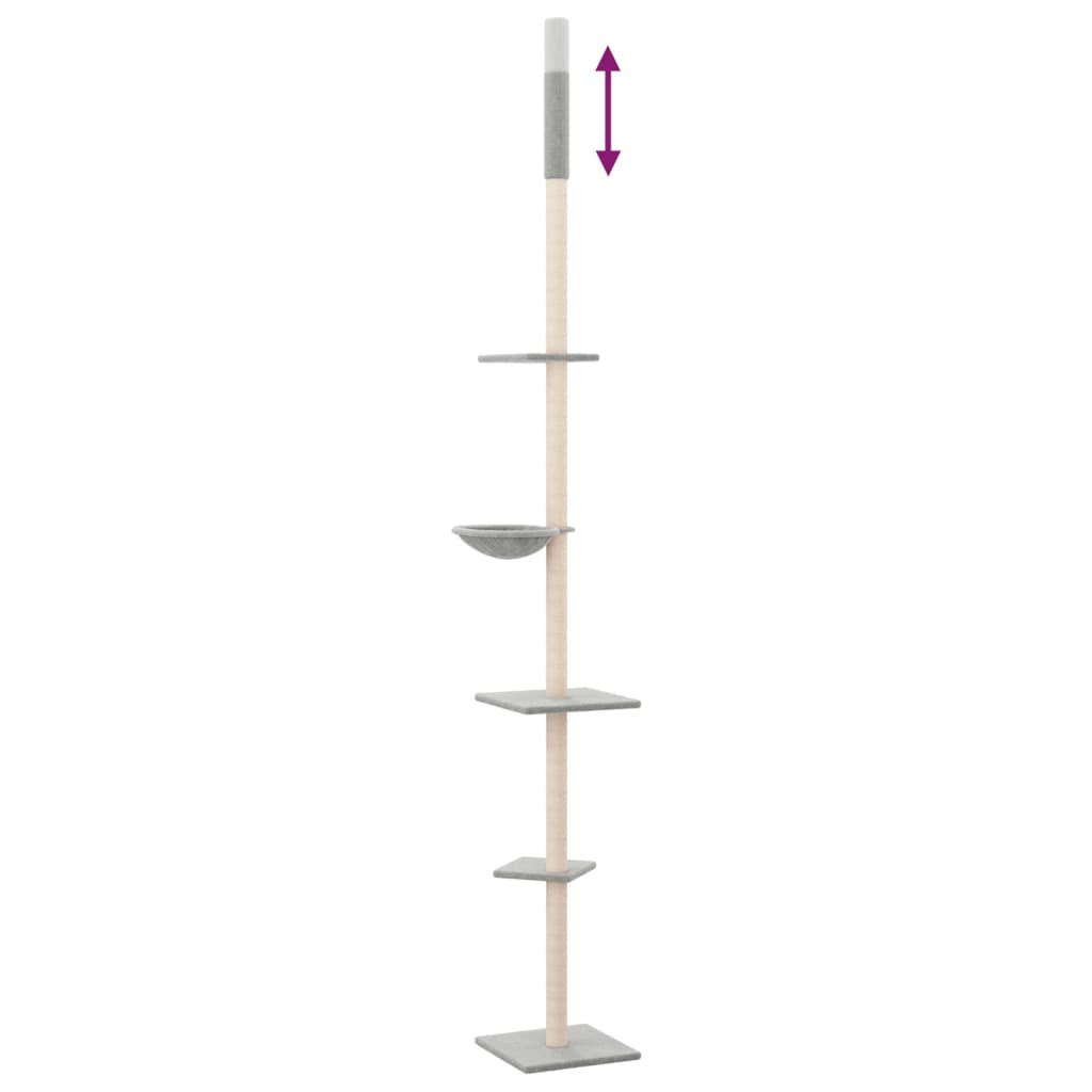 vidaXL Floor to Ceiling Cat Tree Light Grey 263.5-289.5 cm