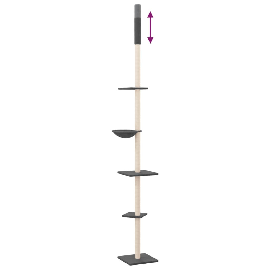 vidaXL Floor to Ceiling Cat Tree Dark Grey 263.5-289.5 cm