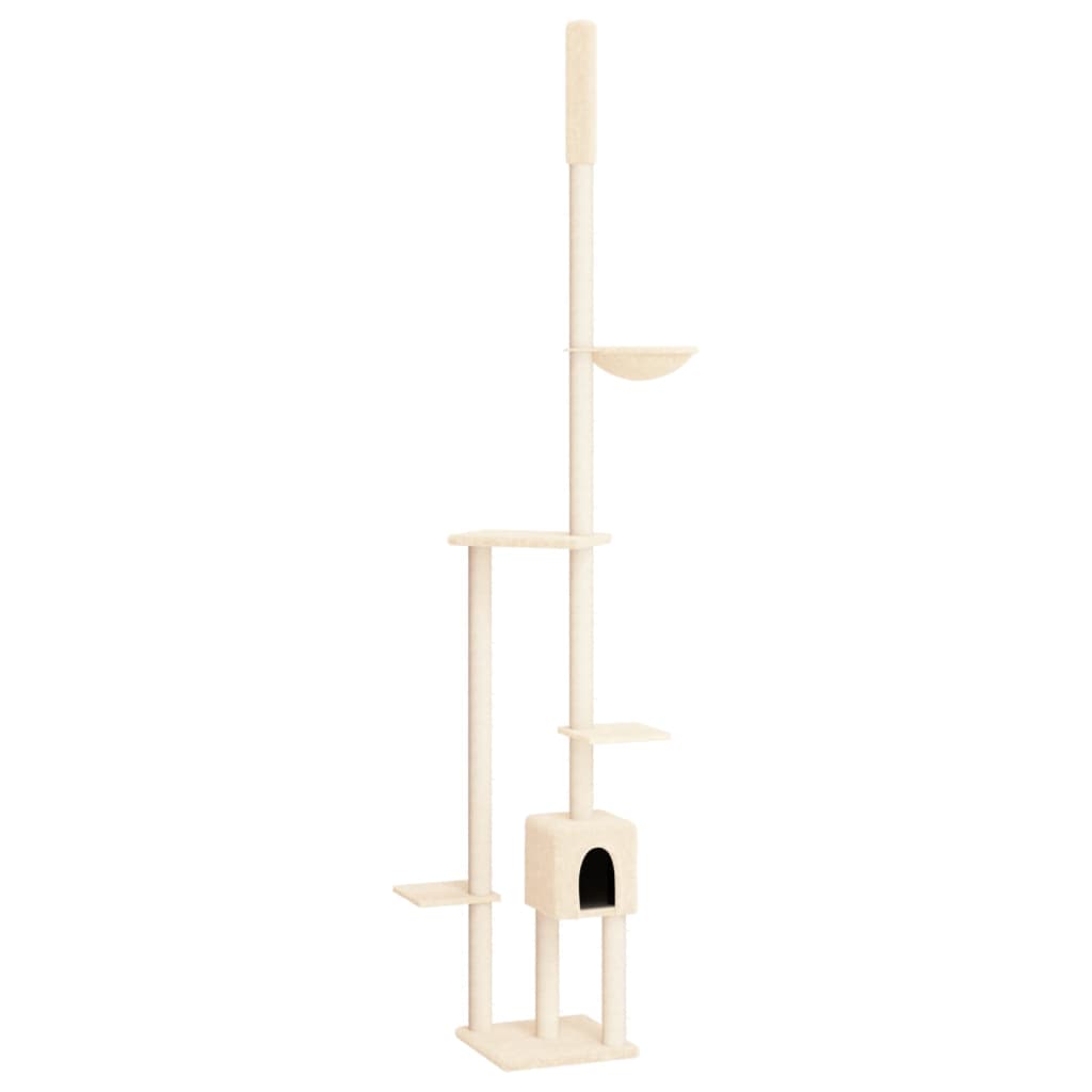 vidaXL Floor to Ceiling Cat Tree Cream 258.5-284.5 cm